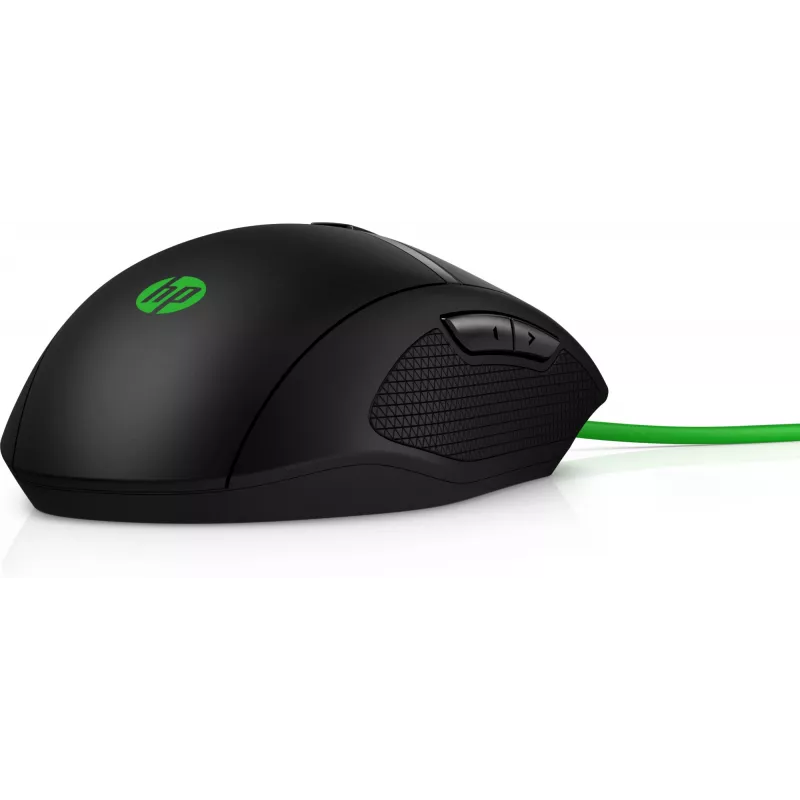 HP Pavilion Gaming Mouse 300, ambidekstrinė, optinė, USB-A, 5000 DPI, juoda, žalia