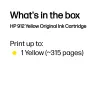 HP 912 geltona originali rašalo kasetė, geltona, 1 vnt., 315 puslapių