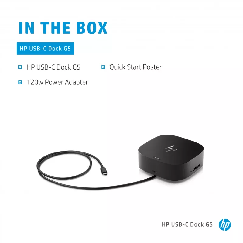 HP USB-C Dock G5, USB 3.2 Gen 1 Type-C dokų stotelė, juoda