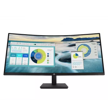 HP P34hc G4 WQHD USB-C lenktas monitorius, 86,4 cm (34 col.), 3440 x 1440 pikselių, Wide Quad HD, LCD, 5 ms, juodas