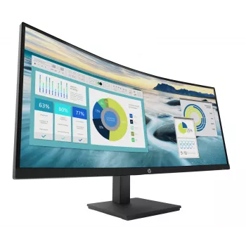 HP P34hc G4 WQHD USB-C lenktas monitorius, 86,4 cm (34 col.), 3440 x 1440 pikselių, Wide Quad HD, LCD, 5 ms, juodas