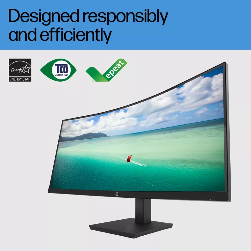 HP P34hc G4 WQHD USB-C lenktas monitorius, 86,4 cm (34 col.), 3440 x 1440 pikselių, Wide Quad HD, LCD, 5 ms, juodas