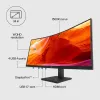 HP P34hc G4 WQHD USB-C lenktas monitorius, 86,4 cm (34 col.), 3440 x 1440 pikselių, Wide Quad HD, LCD, 5 ms, juodas