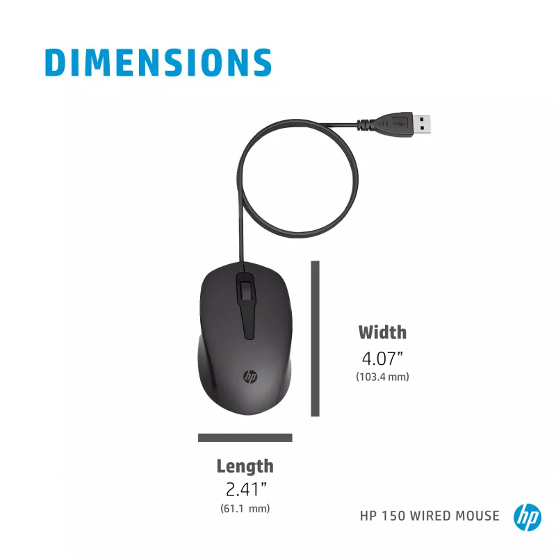 Pelė HP 150 Wired USB Type-A