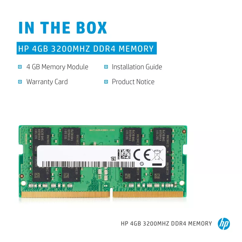 HP 286H5AA atminties modulis 4 GB 1 x 4 GB DDR4 260 kontaktų SO-DIMM
