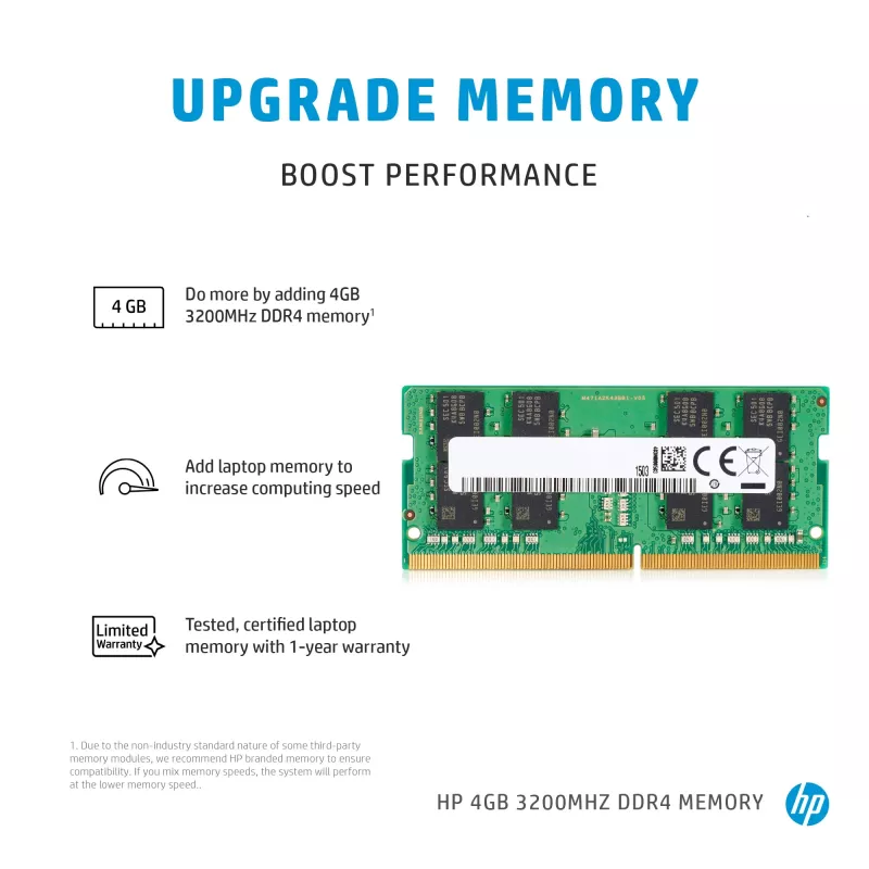 HP 286H5AA atminties modulis 4 GB 1 x 4 GB DDR4 260 kontaktų SO-DIMM