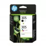 HP 305 2 vnt. rinkinys Tri-spalvotas/Juodas originalios kasetės, Juoda, Žydra, Purpurinė, Geltona, Dažų pagrindu, Pigmentų pagrindu, 2 vnt., 120 puslapių, 100 puslapių