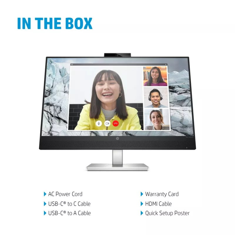 HP E27m G4 QHD USB-C konferencinis monitorius, 68,6 cm (27 colių), 2560 x 1440 pikselių, Quad HD, LCD, 5 ms, juoda, sidabrinė
