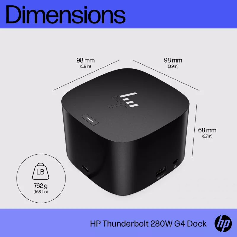 HP Thunderbolt Dock 280W G4 belaidžio ryšio stotelė Thunderbolt 4 juoda