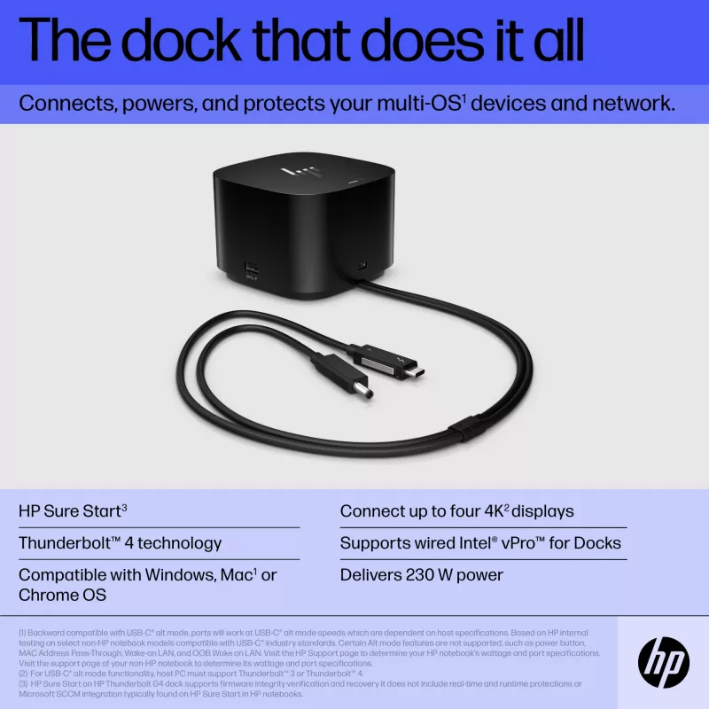 HP Thunderbolt Dock 280W G4 belaidžio ryšio stotelė Thunderbolt 4 juoda