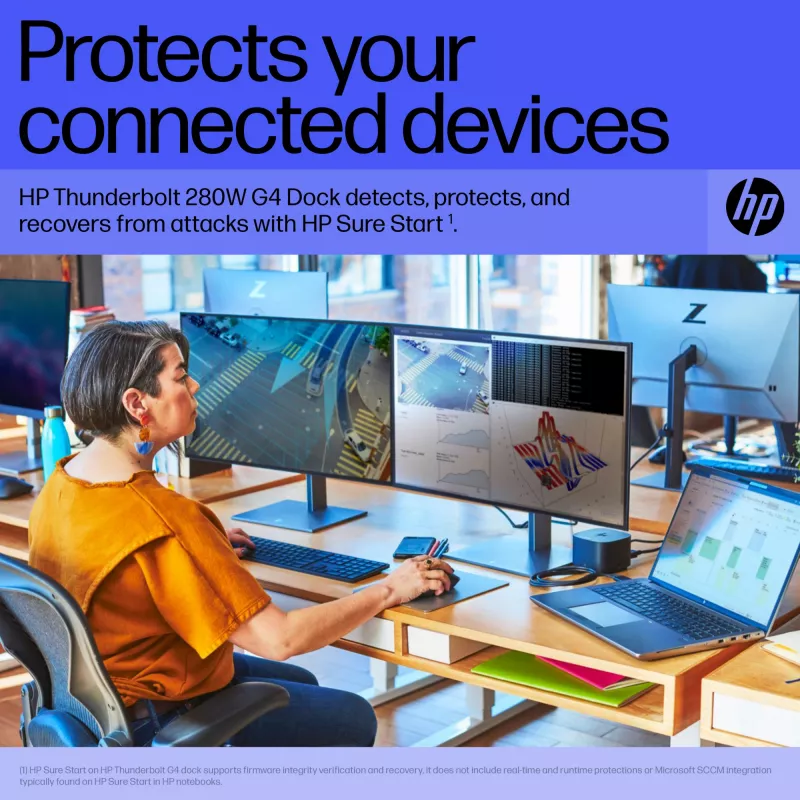 HP Thunderbolt Dock 280W G4 belaidžio ryšio stotelė Thunderbolt 4 juoda