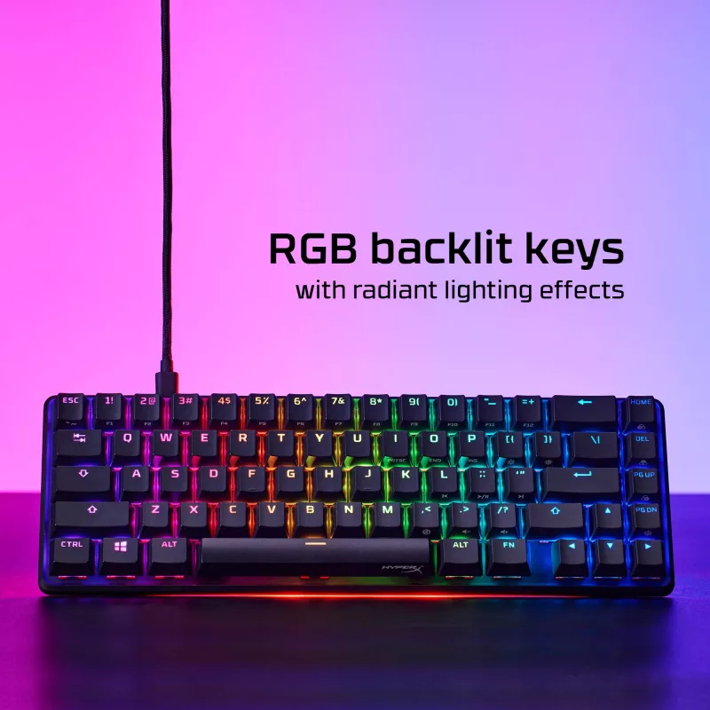 HyperX Alloy Origins 65 – mechaninė žaidimų klaviatūra, HX Aqua (JAV išdėstymas)
