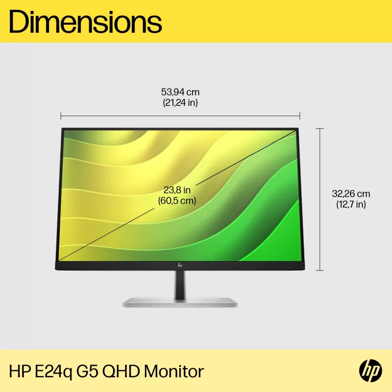 HP E24q G5 QHD Monitor, 60.5 cm (23.8 colio), 2560 x 1440 pikselių, Quad HD, LCD, 5 ms, juodas