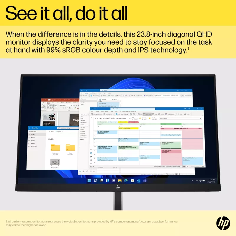 HP E24q G5 QHD Monitor, 60.5 cm (23.8 colio), 2560 x 1440 pikselių, Quad HD, LCD, 5 ms, juodas
