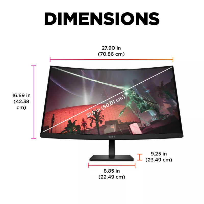 OMEN by HP 31.5 colių QHD 165Hz lenktas žaidimų monitorius - OMEN 32c (atnaujinta prekė)