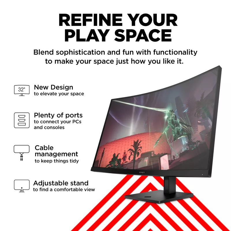OMEN by HP 31.5 colių QHD 165Hz lenktas žaidimų monitorius - OMEN 32c (atnaujinta prekė)