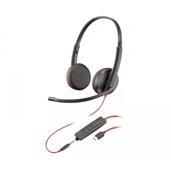Ausinės POLY Blackwire C3225 Stereo USB-C laidinės, biurui ir skambučių centrams