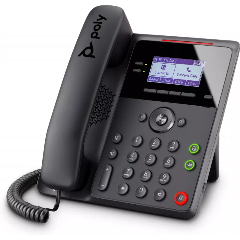 HP Poly Edge B30 IP telefonas su PoE, juodas, laidinis ragelis, stalas/siena, 4 linijos, LCD