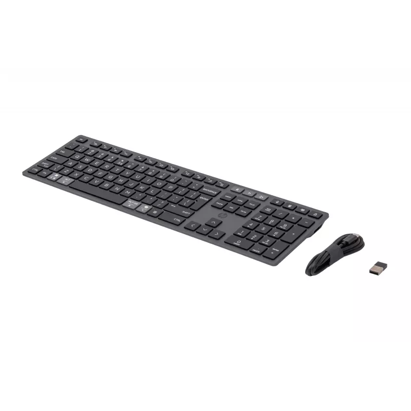 HP 720 Multi-Device belaidė klaviatūra su įkrovimu, pilno dydžio (100%), belaidė, USB + Bluetooth, mechaninė, QWERTY, juoda