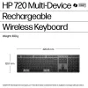 HP 720 Multi-Device belaidė klaviatūra su įkrovimu, pilno dydžio (100%), belaidė, USB + Bluetooth, mechaninė, QWERTY, juoda