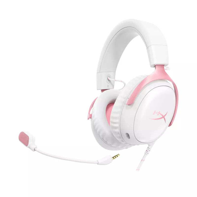 Žaidimų ausinės HyperX Cloud III (baltos/rožinės)