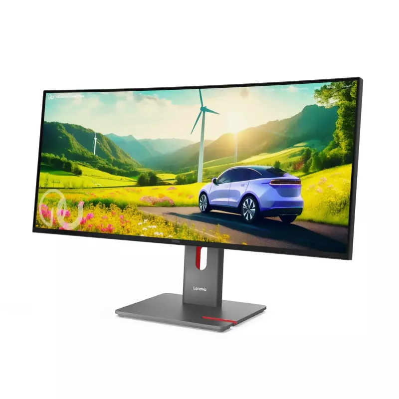 Monitorius kompiuterinis Lenovo ThinkVision P34WD-40 34 colių (86,4 cm) lenktas IPS 3440×1440 WQHD 6 ms USB-C, garsiakalbiai, VESA, juodas