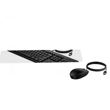 HP 225 Wired Mouse and KB G2 Belgium - AZERTY BE klaviatūra su pele, juoda