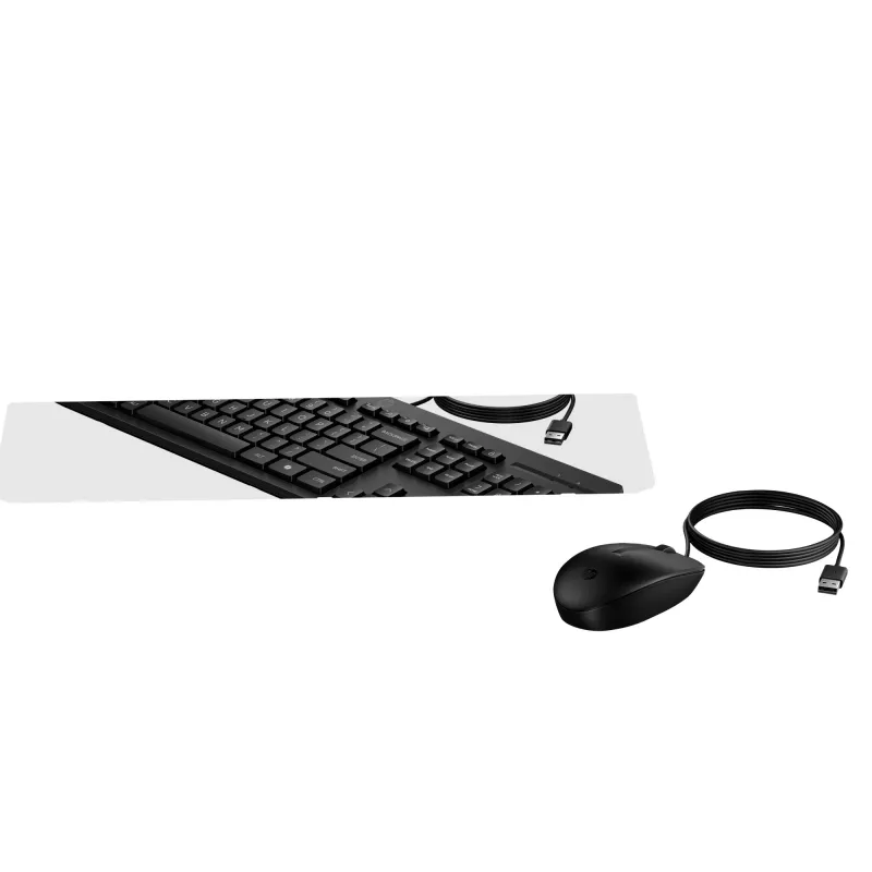 HP 225 Wired Mouse and KB G2 Belgium - AZERTY BE klaviatūra su pele, juoda