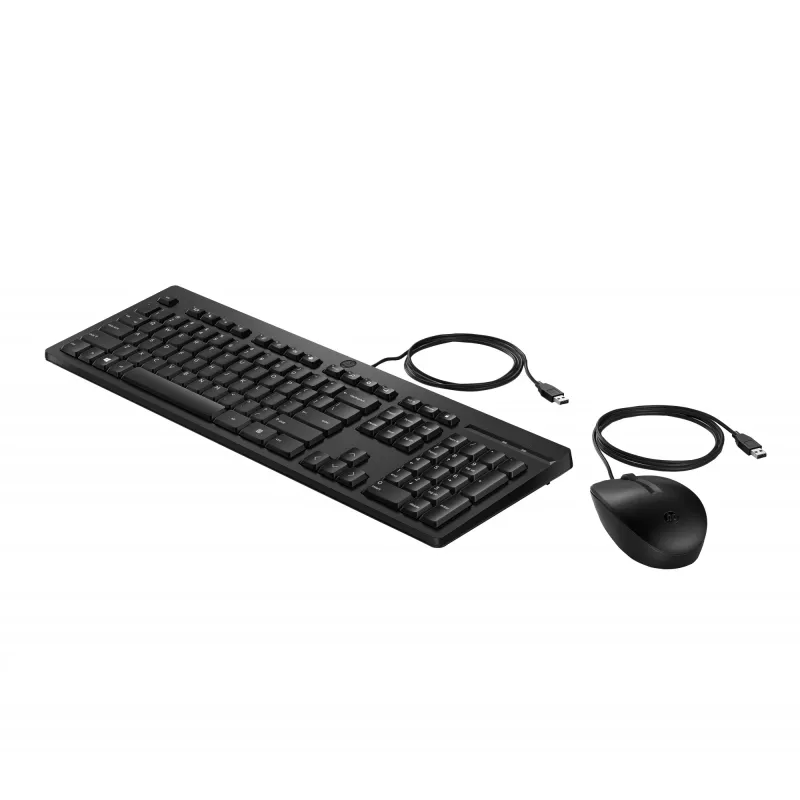 HP 225 Wired Mouse and KB G2 Belgium - AZERTY BE klaviatūra su pele, juoda