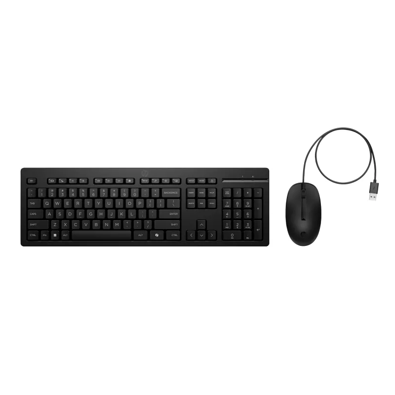 HP 225 Wired Mouse and KB G2 Belgium - AZERTY BE klaviatūra su pele, juoda