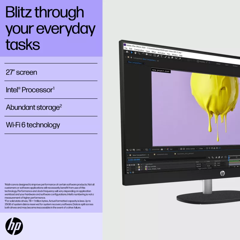 HP All-in-One 27-cr0048na Intel Core i7-1355U 68,6 cm (27 colių) 1920 x 1080 pikselių viskas viename kompiuteris 8 GB DDR4-SDRAM 1 TB SSD Windows 11 Home Wi-Fi 6 (802.11ax) Baltas (atnaujinta prekė)