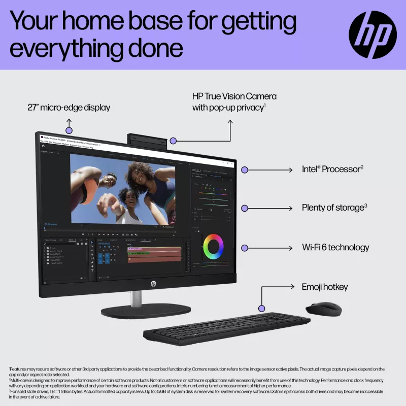 HP All-in-One 27-cr0048na Intel Core i7-1355U 68,6 cm (27 colių) 1920 x 1080 pikselių viskas viename kompiuteris 8 GB DDR4-SDRAM 1 TB SSD Windows 11 Home Wi-Fi 6 (802.11ax) Baltas (atnaujinta prekė)