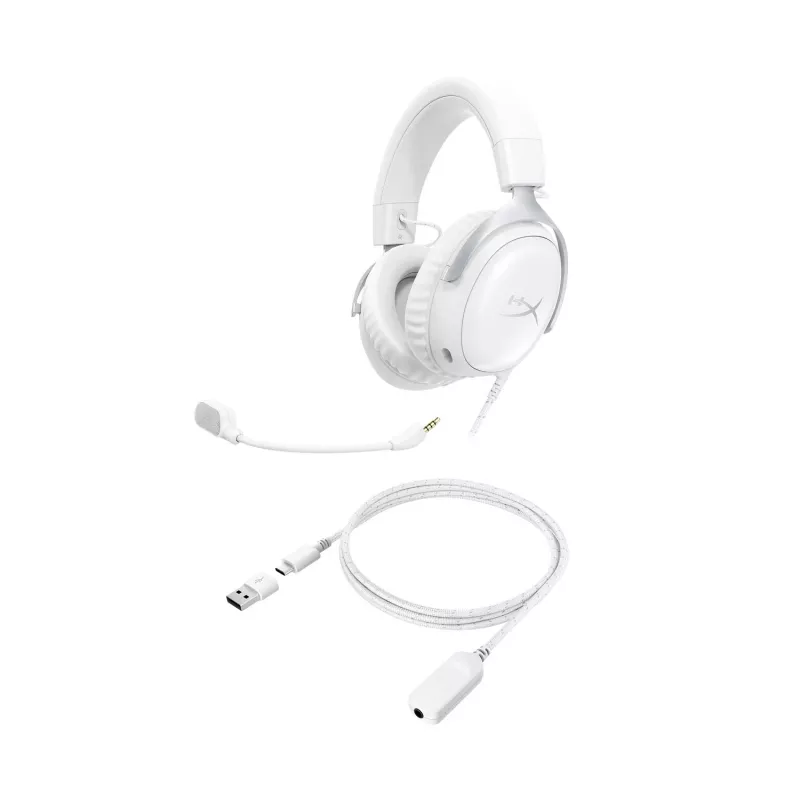 HyperX Cloud III – Žaidimų ausinės (Baltos)