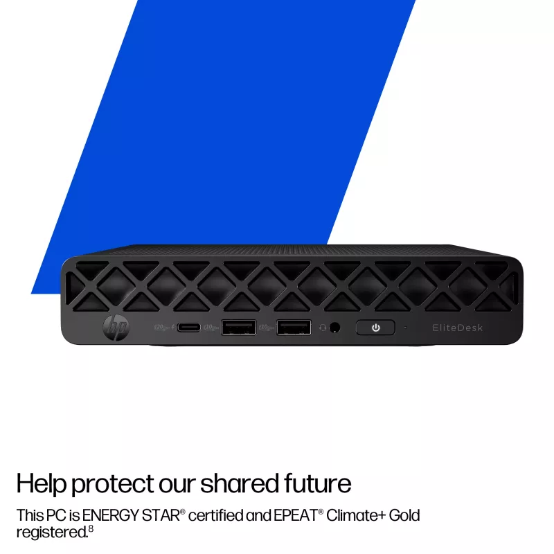 Mini kompiuteris HP EliteDesk 8 Mini G1i AI — Intel Core Ultra 7 265T, 16 GB DDR5, 1 TB SSD, Windows 11 Pro, juodas