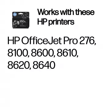 HP 950XL High Yield Original juoda kasetė, juoda, 1 vnt., 1650 puslapių