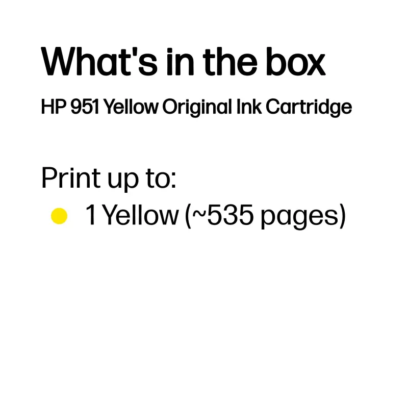 HP 951 geltona originali rašalo kasetė, geltona, 1 vnt., 535 puslapiai