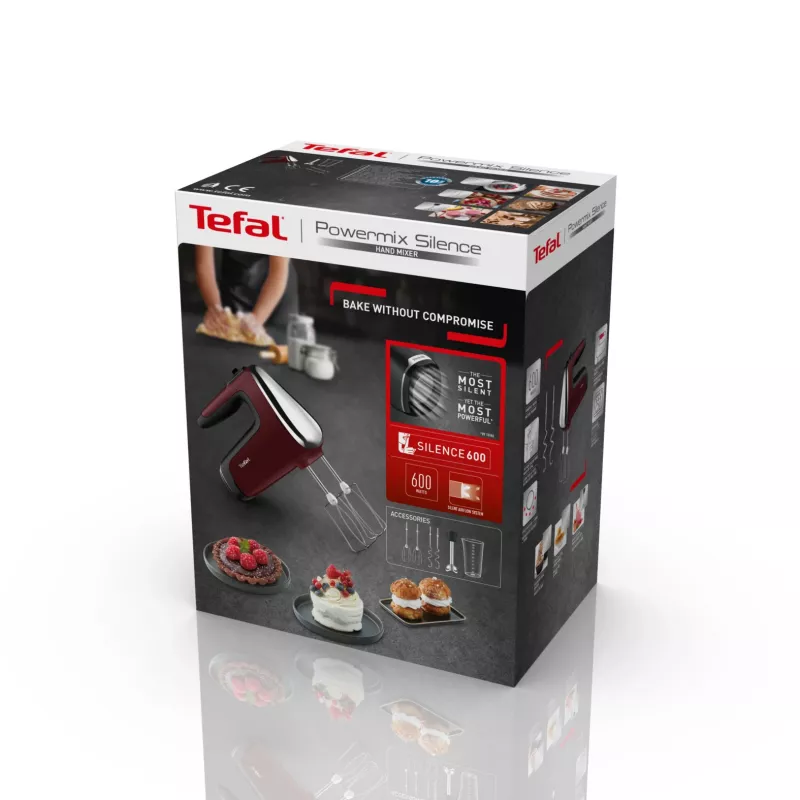 Tefal Powermix Silence HT6525 ranka laikomas plakiklis, 600 W, raudonas