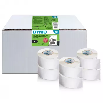 Siuntų etiketės Dymo LabelWriter Extra Large 104×159 mm lipnios 6 ritinių, 1 320 etikečių, skirta LabelWriter 4XL/5XL