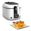 Gruzdintuvė Tefal Super Uno FR3101 – vienkamerė, 1800 W, 1,5 kg maisto talpa, 2,2 L aliejaus, juoda/balta
