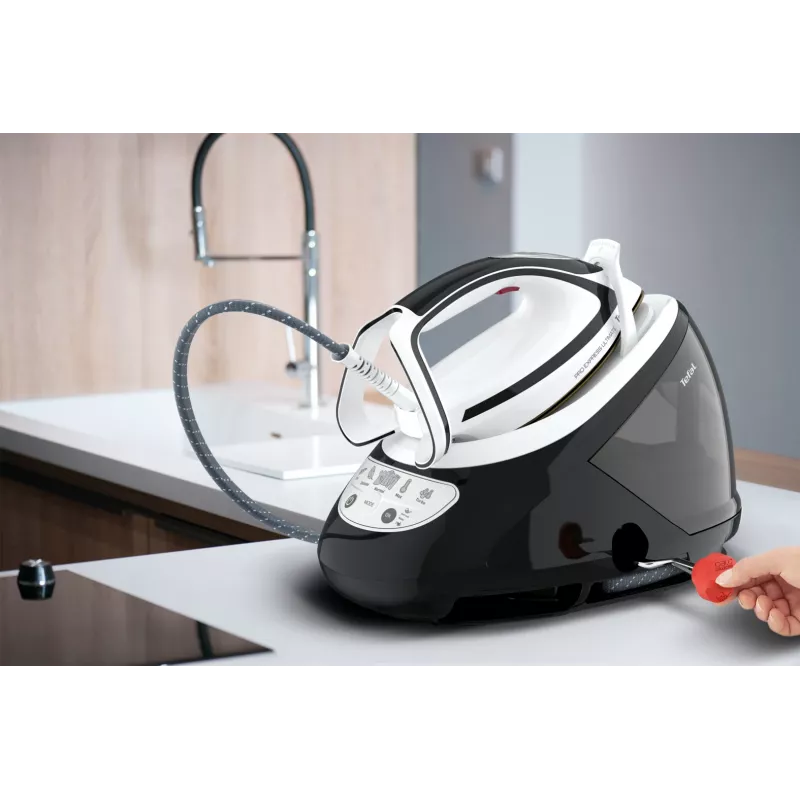 Tefal Pro Express Ultimate GV9550 lygintuvas su garų generatoriumi 1,9 L Durilium AirGlide Autoclean padas Juoda, Balta
