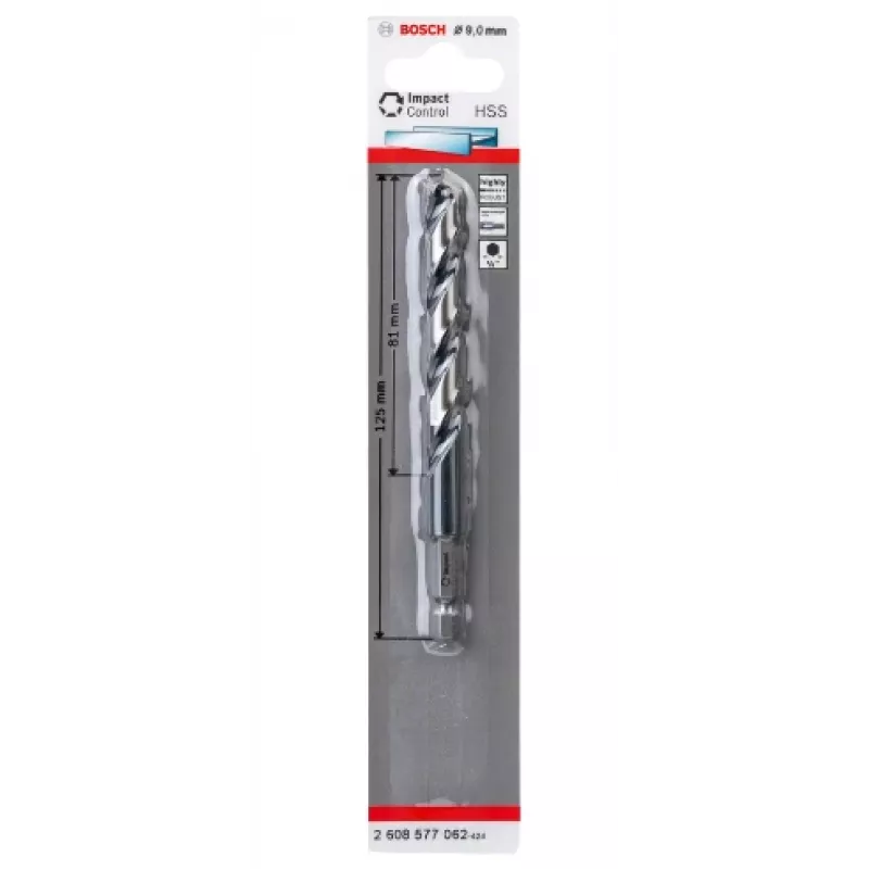Gręžtuvas Bosch HSS su šešiabriaune kojele 9 mm