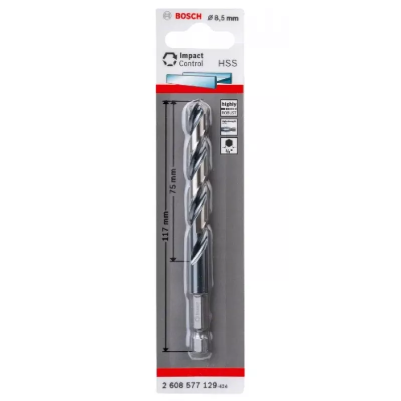 Gręžtuvas su Hex kotu Bosch HSS Impact Control 8,5 mm
