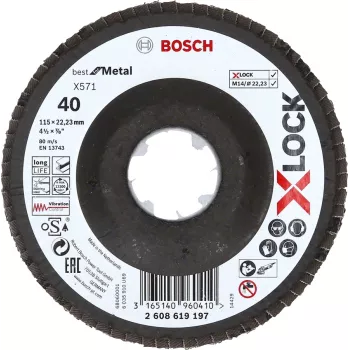 Bosch 2 608 619 197 šlifavimo diskas su atvartais (flap disc) X-LOCK