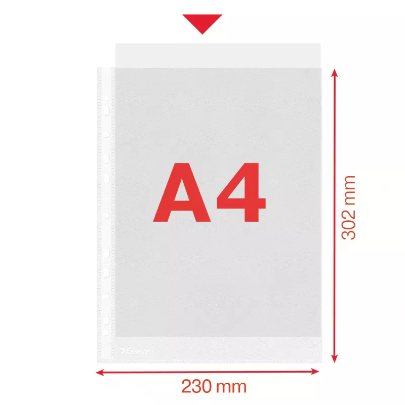 Esselte plastikinės kišenės A4 – Economy –, skaidrios, polipropilenas (PP), 210 x 297 mm