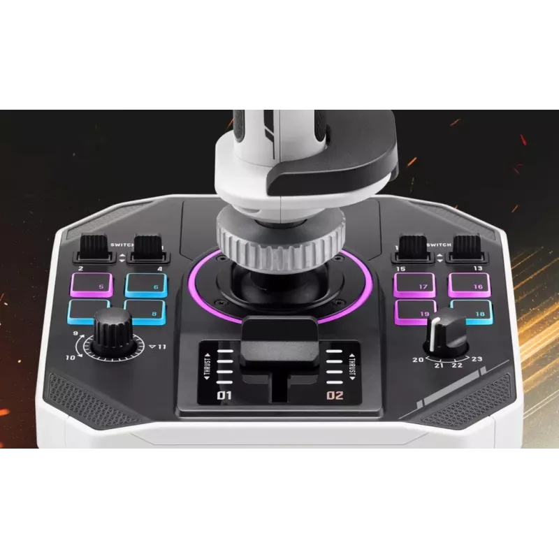 Flightstick Thrustmaster Sol-R 2 HOSAS Space Sim Duo – laidinis USB Type-C, analoginis/digitalinis, juodai baltas