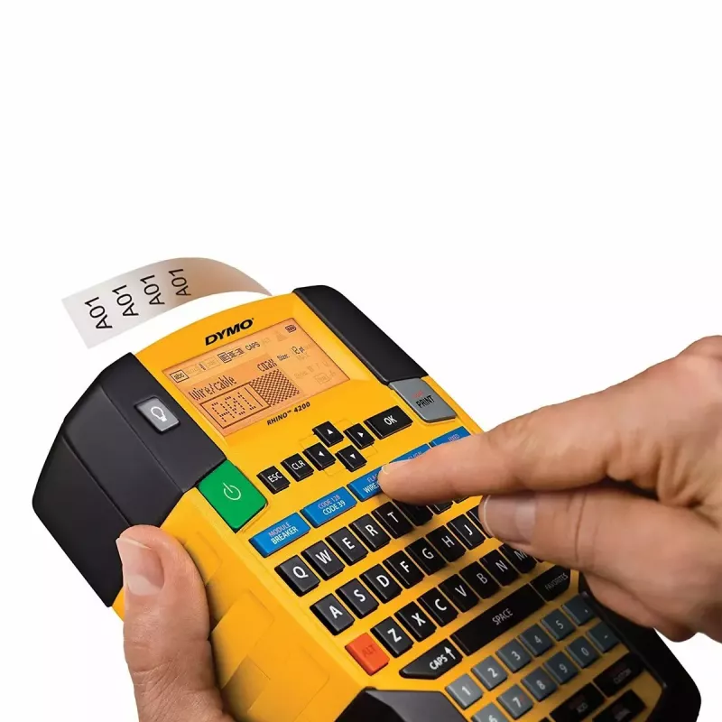 Etikečių spausdintuvas Dymo Rhino 4200 Wireless QWERTY – terminis perkėlimas, LED ekranas, Li‑Jon baterija, belaidis ryšys, 100 etikečių formatų