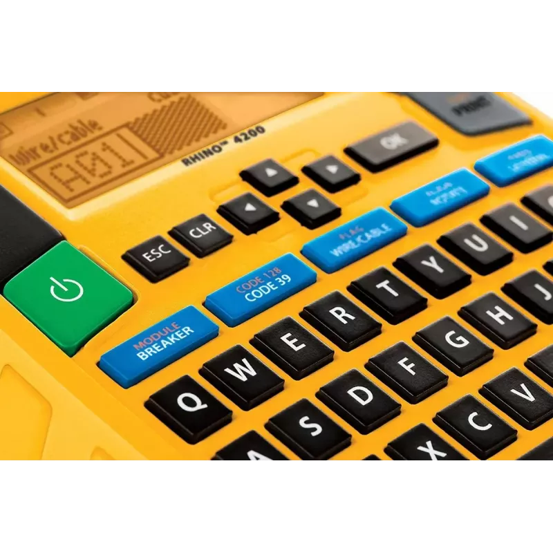 Etikečių spausdintuvas Dymo Rhino 4200 Wireless QWERTY – terminis perkėlimas, LED ekranas, Li‑Jon baterija, belaidis ryšys, 100 etikečių formatų