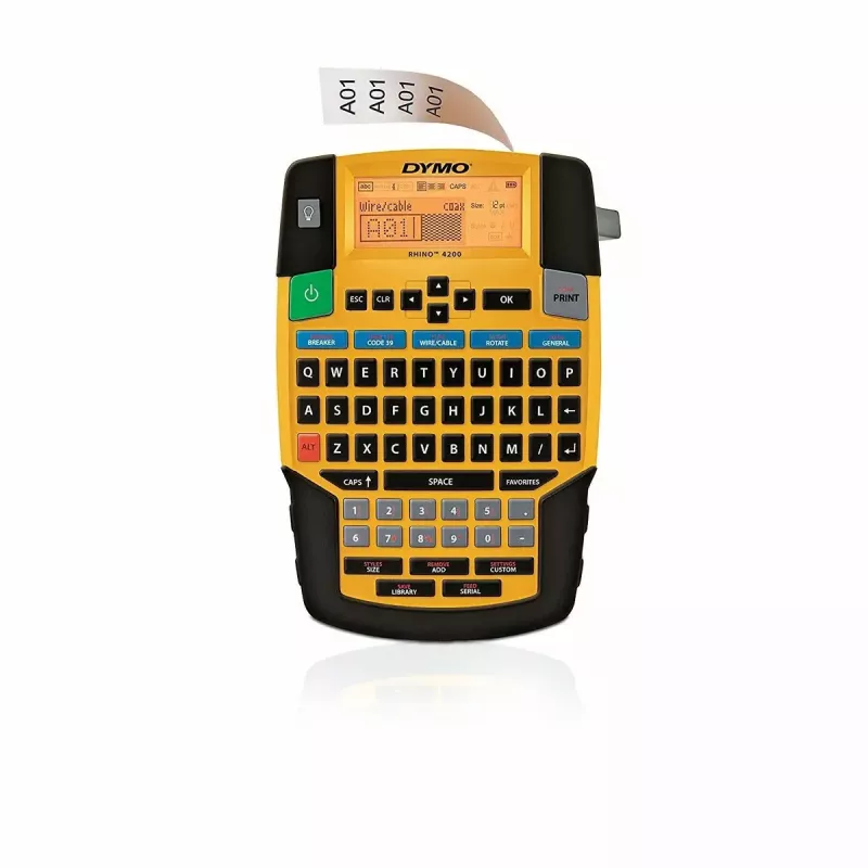 Etikečių spausdintuvas Dymo Rhino 4200 Wireless QWERTY – terminis perkėlimas, LED ekranas, Li‑Jon baterija, belaidis ryšys, 100 etikečių formatų