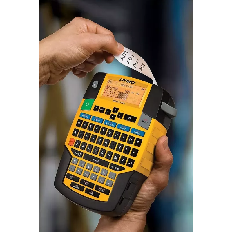 Etikečių spausdintuvas Dymo Rhino 4200 Wireless QWERTY – terminis perkėlimas, LED ekranas, Li‑Jon baterija, belaidis ryšys, 100 etikečių formatų