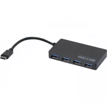 Hypertec 021308-HY USB 3.2 Gen 1 tipo C į 4x USB-A 3.0 skirstytuvas, juodas